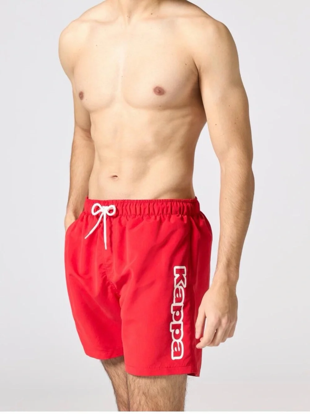 Kappa Red Men's Swim Board Shorts with White Logo